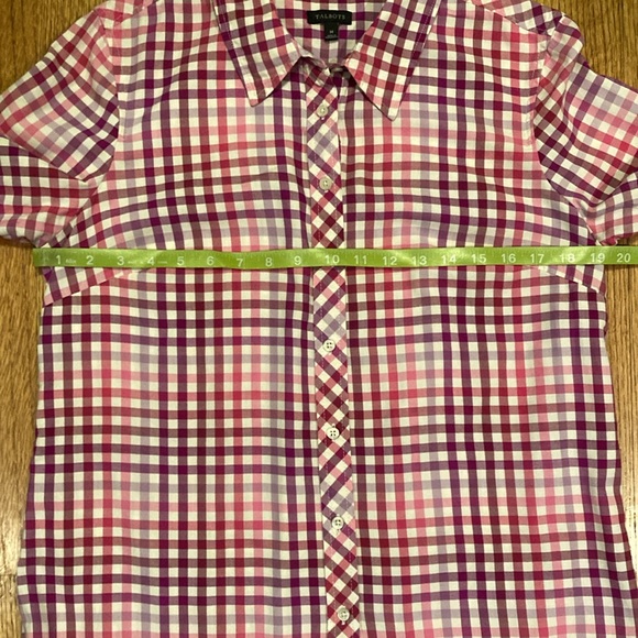 Talbots Red Plaid Cotton Button Down Top Size Medium - Picture 12 of 13
